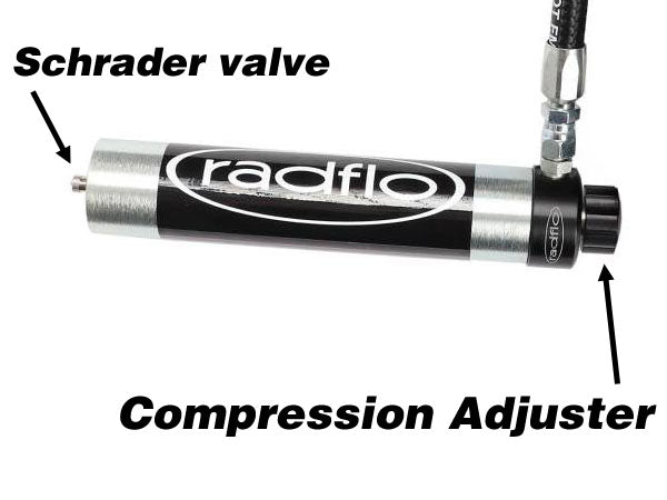 RCLT compatible Radflo Coilover with Remote Reservoir and Compression Adjuster